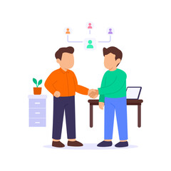 Business Meetups, networking events for professional collaboration, Flat vector character illustration