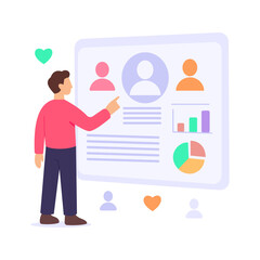 Target Audience, defining ideal customer segments clearly, Flat vector character illustration