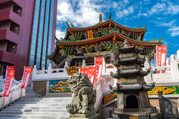 神奈川県横浜市 青空に映える横浜中華街、「横浜媽祖廟」