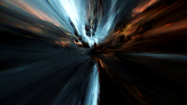 Cosmic light converges toward a dark center, creating a powerful space tunnel that suggests gravity, depth, and the unknown forces of the universe
