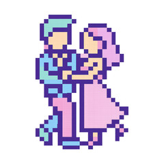 Fototapeta premium PNG Retro pixel art dancing couple