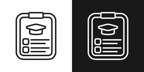Academic Profile Icon In Black And White Line Style