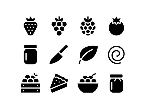 Berry Harvest Icons: Preserving Fruit, Jams, and Pies with Fresh Ingredients, Cultivating Healthy Eating in Modern Kitchen, a Simple Lifestyle Promoting Natural Food and Organic Produce in Minimalism