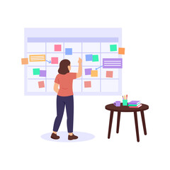 Onboarding Schedule, organizing timeline for new hire training, Flat vector character illustration