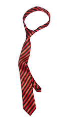 Red and black striped necktie isolated on white background &ndash; stylish men&rsquo;s business fashion accessory