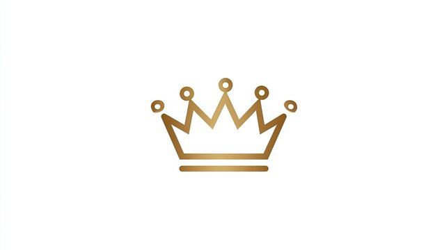 Minimalist golden crown icon on white background, simple, elegant, regal