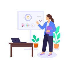 Overview Presentation, introducing company structure and policies, Flat vector character illustration