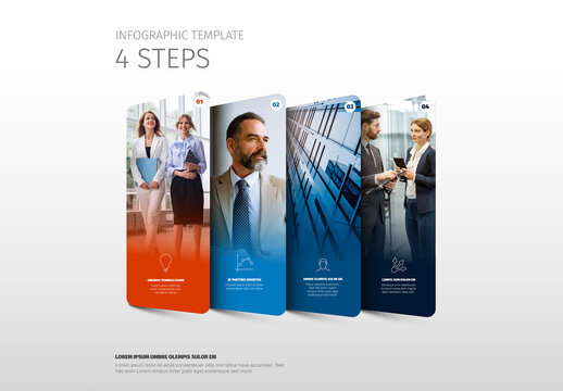 Business Infographic Template with 4 Steps and Photo Placeholders