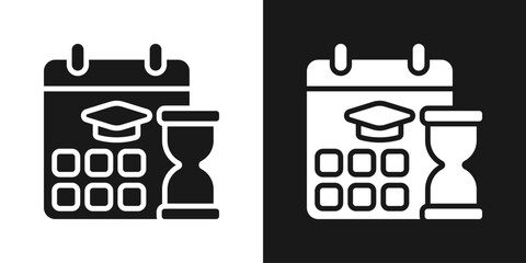 Graduation Schedule Icon In Black And White Glyph Style