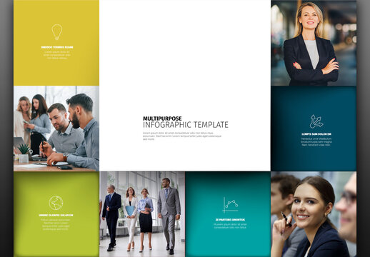 Business Infographic Template with Corporate Professional Photo Placeholders