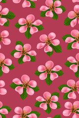 Pink floral pattern on pink - Seamless repeat pattern