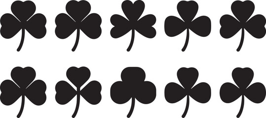 Obraz premium The shamrock icon. St patrick's day symbol. Green clover icon sign. Four and three leaves clover. Lucky four . Shamrock clover leaf symbol