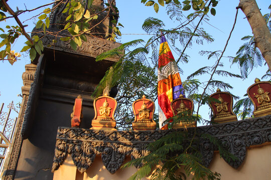 buddhist temple (wat preah prom rath) in siem reap in cambodia 