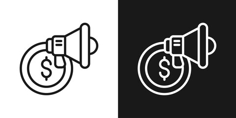 Money Promotion Icon In Black And White Line Style