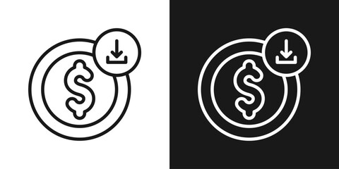 Income Download Icon In Black And White Line Style
