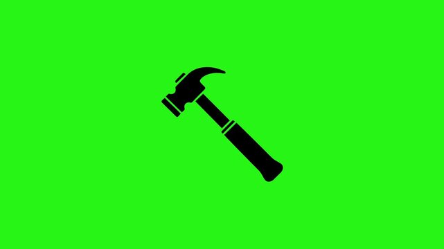 Simple black hammer symbol animation on green screen background