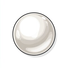 A detailed cartoon illustration of a single, shiny white pearl with a dark outline and a slight shadow