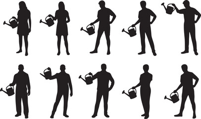 Women watering pot silhouettes © Ranaart