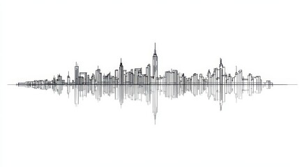 Obraz premium Monoline New York City skyline: a single continuous line illustration