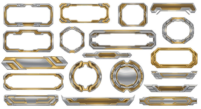 Collection of various metallic picture frames with ornate designs