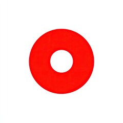 Bright red circle with a white circular void in the center, isolated on a white background