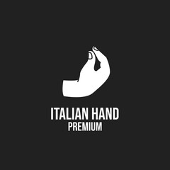Obraz premium Iconic Italian Hand Gesture Symbol on Black Background