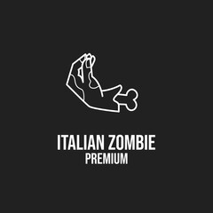 Fototapeta premium Italian Zombie Hand Gesture with Bone Graphic Design - Minimalist Line Art Logo