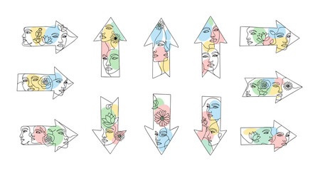 Collection of colorful handdrawn arrows pointing in various directions