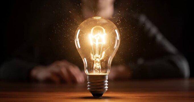Bright Idea Concept with Glowing Light Bulb Innovation