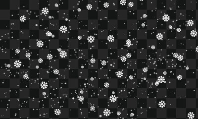 Falling Snowflakes Overlay on Transparent Background Flat Vector Illustration