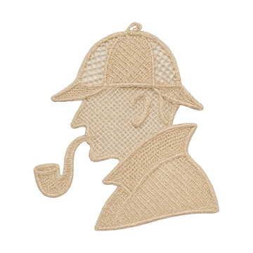 PNG Vintage detective silhouette embroidery