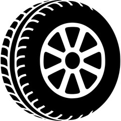 Obraz premium Car wheel vector illustration isolated on white background showing black rubber tire and shiny metal rim