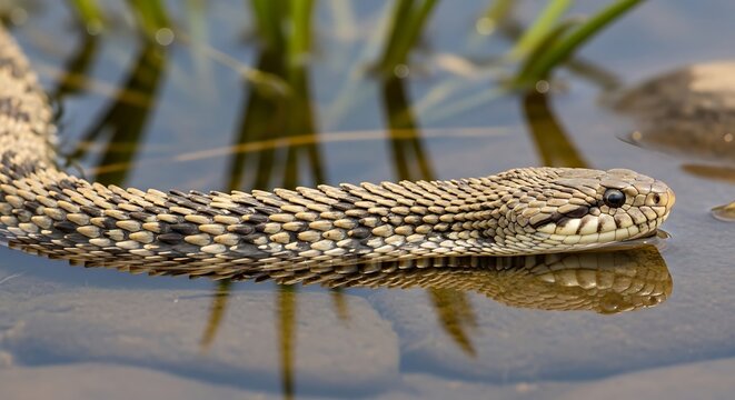 File snake resting in shallow water