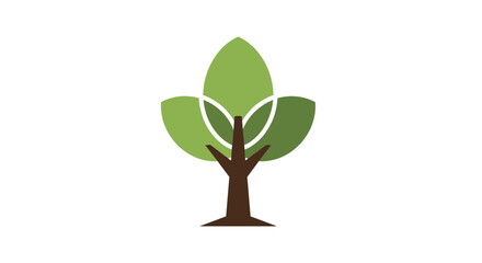 Obraz premium Simple Green Tree Illustration with Leaves.
