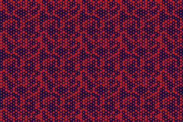 Dense dotted geometric pattern in red and blue for textile prints, wallpapers and modern packaging