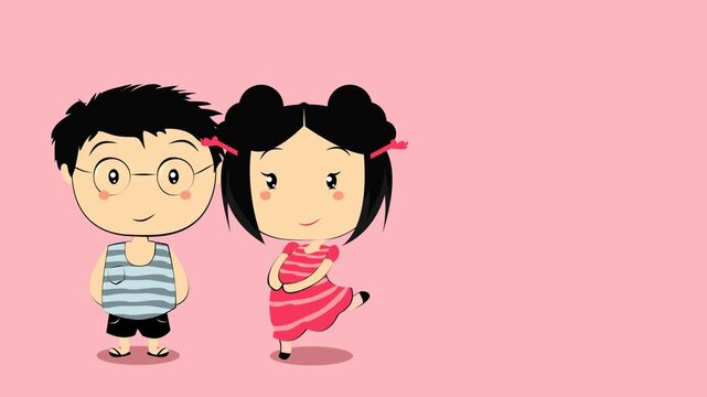 little girl and little boy in pairs