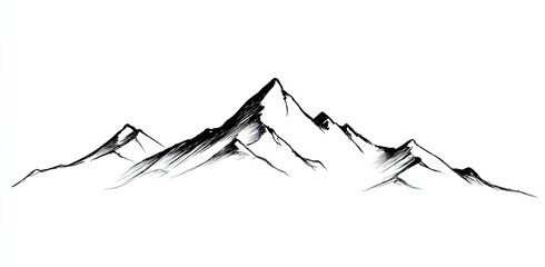 Hand-drawn ink sketch of a mountain range with varying peaks and jagged edges