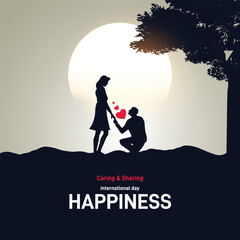 international day of happiness 2026. international day of happiness concept poster, postcard, banner, social media post, background, backdrop, greetings card vector design etc. Caring and Sharing © MstMouluda