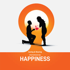 international day of happiness 2026. international day of happiness concept poster, postcard, banner, social media post, background, backdrop, greetings card vector design etc. Caring and Sharing © MstMouluda