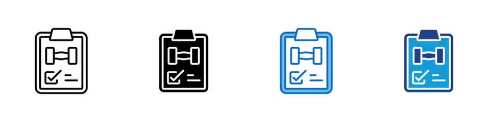 Workout Checklist Multiple Style Icon Design Vector - Clipboard with dumbbell and checkmark representing workout planning, fitness tracking, and exercise completion © sahila