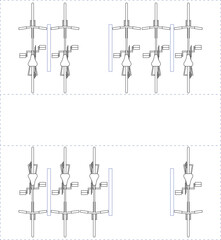 Bicycle parking layout, top view, blueprint, floor plan, outdoor bicycle parking, architectural design, symbol, editable stroke, vector, illustration © RabbiHossain