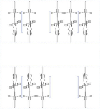 Bicycle parking layout, top view, blueprint, floor plan, outdoor bicycle parking, architectural design, symbol, editable stroke, vector, illustration