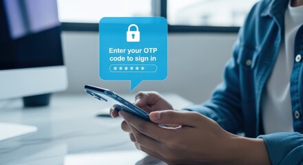Obraz premium Authentication using OTP on smartphone screen, entering security code for secure login on mobile device