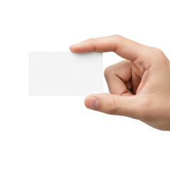 Obraz premium A hand holding a blank white card isolated on transparent background