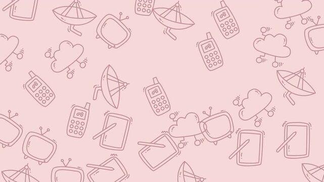 Vibrant Pink Doodle Pattern Background For Video.