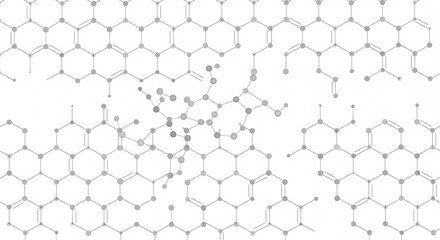 Abstract Hexagonal Molecular Structure with Connecting Dots and Lines.