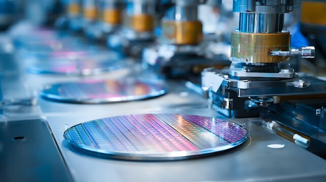 Semiconductor Manufacturing Process with Silicon Wafers.