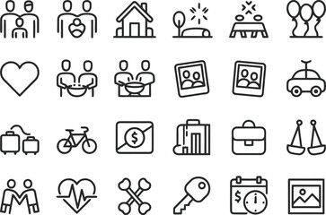 Set of 25 line icons for business and people