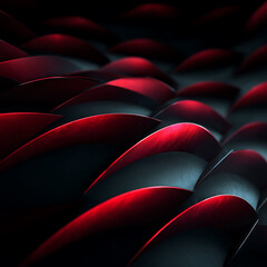 Obraz premium Bright red shapes are arranged in geometric waves