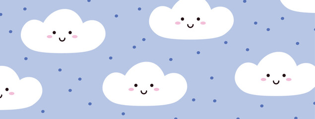 Washi tape with kawaii cloud emoji decorative stripe